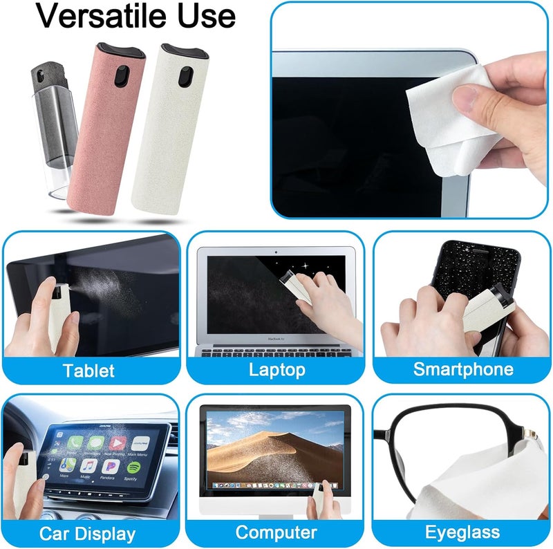 walrfid 3Pcs Car Screen Cleaner, Computer Screen Cleaner Spray and Wipe, Laptop Cleaner Kit for Cleaning iPad, iPhone, Cellphone, MacBook, Car Display, Electronic Device Screen, Grey Pink Cream - Image 3